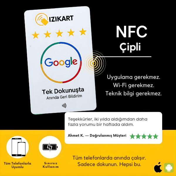 NFC Google yorum kartı – İziKart